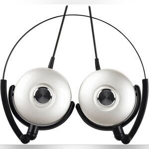 Sleek Silver & Black Foldable Wired Headphones - New”